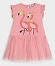 Mi Arcus Cotton Frill Sleeves Flamingo Printed Dress - Pink