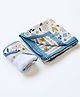 Cocoon Care Hooded Towel and Blanket Set with floral Print | Cream