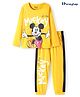HoneyHap Disney Single Jersey Knit Full Sleeves Night Suit with Mickey Mouse Graphic - Yellow