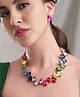 Mansiyaorange 18 K Gold Plated Dark Multi Color Crystal AD Gemstone-Studded Jewelry Set