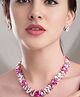 Mansiyaorange 18 K Gold Plated Pink& Purple Color Crystal AD Gemstone-Studded Jewelry Set