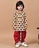 MoMaa Pure Cotton Full Sleeves Elephants Printed Dhoti Kurta Set - Cream & Maroon