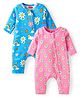 Babyhug Interlock Knit Full Sleeves Rompers With Floral Print Pack of 2 - Pink & Blue