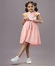 ishki pushki Cotton Floral Applique Detailed Dress With Belt - Peach