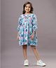 Ishki Pushki Cotton Full Sleeves Floral Printed Dress - Blue