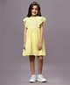Ishki Pushki Cotton Sleeveless Floral Lace Detailed Fit & Flared Dress - Yellow