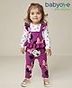 Babyoye Disney Single Jersey Knit Dungaree & Full Sleeves Top With Minnie Mouse Graphics - Purple & White