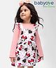 Babyoye Disney Single Jersey Knit Frock & Full Sleeves Inner Tee With Minnie Mouse Graphics & Frill Detailing - White