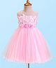 Babyhug Woven Sleeveless Party Dress With Floral & Butterfly Applique - Light Pink