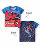Babyhug Marvel Cotton Knit Half Sleeves T-Shirt with Front & Back Spider Man Graphic - Blue