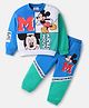 Babyhug Disney Terry Knit Full Sleeves Sweatshirt & Lounge Pant Set With Mickey Mouse Graphics - Multicolor