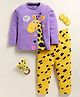 Little Marine Cotton Kint Full Sleeves Giraffe Printed Night Suit - Violet Purple & Yellow