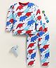 Little Marine Cotton Kint Full Sleeves All Over Dinosaurs Printed Night Suit - Multi Color