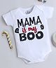 TINY MINY MEE Cotton Lycra Halloween Theme Half Sleeves Mama Is My Boo Text Printed Onesie - White