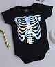 TINY MINY MEE Cotton Lycra Halloween Theme Half Sleeves Skeleton Printed Onesie - Black