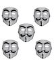 Kaku Fancy Dresses Vendetta Face Mask Pack Of 5 For Kids, Hacker Face For Cosplay Party, Halloween Costume Accessory Includes 5 Mask - White