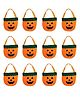 Kaku Fancy Dresses Pack Of 12 Halloween Theme Pumpkin Basket - Orange