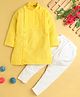Jeet Ethnics Cotton Full Sleeves Checked Self Design Kurta Pyjama Set - Yellow