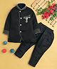 Jeet Ethnics Full Sleeves Thread Work Detailed Kurta With Pyjama Set - Black