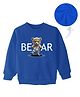 KAVEE Fleece Knit Full Sleeves Bear Printed Sweatshirt - Royal Blue