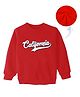 KAVEE Fleece Knit Full Sleeves California Text Printed - Red