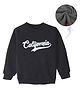 KAVEE Fleece Knit Full Sleeves California Text Printed - Black