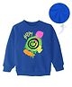 KAVEE Fleece Knit Full Sleeves Happy Text Printed Sweatshirt - Royal Blue