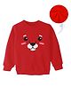KAVEE Fleece Knit Full Sleeves Bear Face Printed Sweatshirt - Red