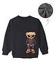KAVEE Full Sleeves Teddy Bear Printed Sweatshirt - Black