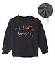 KAVEE Full Sleeves  Typography Printed Sweatshirt - Black