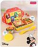 Babyhug Disney Mickey & Friends  3D Stainless Steel Lunch box with inner container,700ml & 100ml, Airtight Lunch for School Kids|BPA Free|100% Food Grade|Dishwasher Safe|Reusable|Recyclable- Yellow