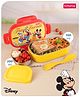 Babyhug Disney Mickey & Friends Stainless Steel Lunch box with inner container,700ml & 200ml, Airtight Lunch for School Kids|BPA Free|100% Food Grade|Dishwasher Safe|Reusable|Recyclable-Yellow