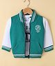 Ruff Fleece Knit Full Sleeves Bomber Jacket with T-Shirt Text Print - Mint Green