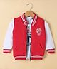 Ruff Fleece Knit Full Sleeves Bomber Jacket with T-Shirt Text Print - Red