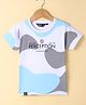Ruff Lycra Knit Half Sleeve T-Shirt with Text Print - Sky Blue