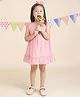 Polka Tots Cotton Sleeveless Solid Dress With Headband - Pink