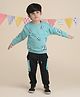 Polka Tots Cotton Full Sleeves Baby Panda Embroidered Tee With Pant -  Turquoise