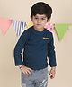 Polka Tots Cotton Full Sleeves Text Printed Tee - Blue