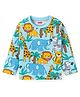 Babyhug Cotton Knit Full Sleeves T-Shirt With Animal Print - Light Blur