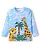Babyhug Cotton Knit Full Sleeves Animal Print T-Shirt - Light Blue