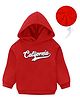 KAVEE Fleece Full Sleeves Typography Printed Hooded Sweatshirt - Red
