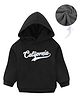 KAVEE Fleece Full Sleeves Typography Printed Hooded Sweatshirt - Black