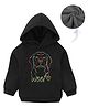 KAVEE Fleece Full Sleeves Foil Dog Printed Hooded Sweatshirt - Black