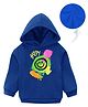 KAVEE Fleece Full Sleeves Smiley Printed Hooded Sweatshirt - Royal Blue