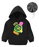 KAVEE Fleece Full Sleeves Smiley Printed Hooded Sweatshirt - Black