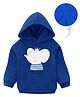 KAVEE Fleece Full Sleeves Elephant Printed Hooded Sweatshirt - Royal Blue