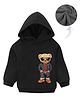 KAVEE Fleece Full Sleeves Teddy Bear Printed Hooded Sweatshirt - Black