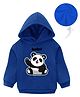 KAVEE Fleece Full Sleeves Panda Printed Hooded Sweatshirt - Royal Blue