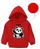 KAVEE Fleece Full Sleeves Panda Printed Hooded Sweatshirt - Red