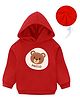 KAVEE Fleece Full Sleeves Teddy Bear Printed Hooded Sweatshirt - Red